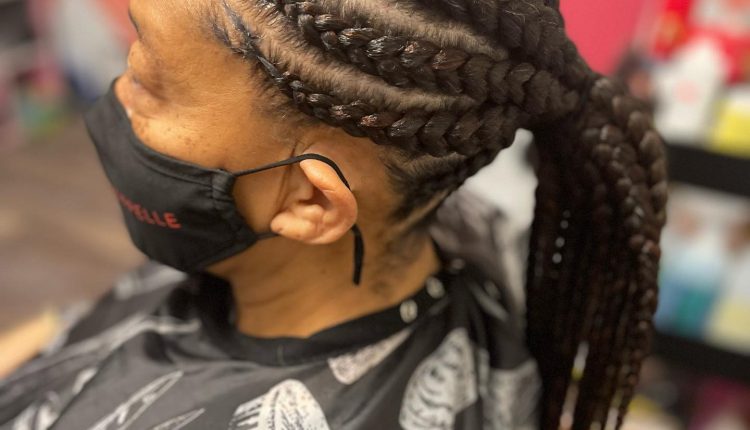 Short Kinky Twist Braids With Shaved Sides