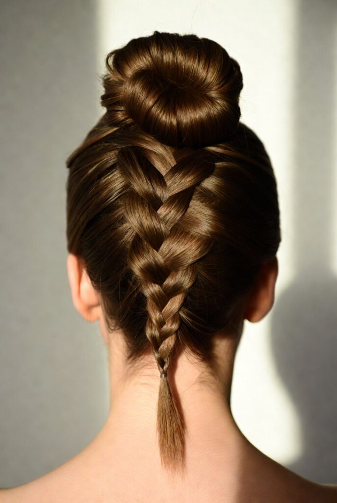 French Braid Into High Bun